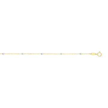 14K Yellow Gold 3.5mm Diamond Cut Bead Saturn 18 Chain with Spring Ring